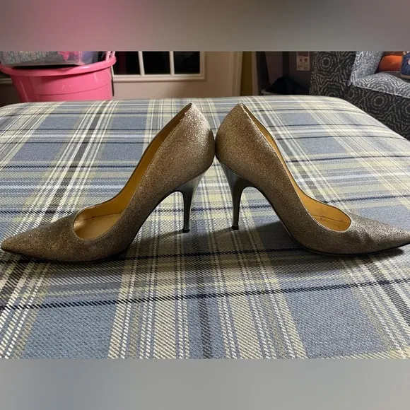 Kate Spade Patent Glitter Silver Pumps
