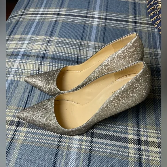 Kate Spade Patent Glitter Silver Pumps