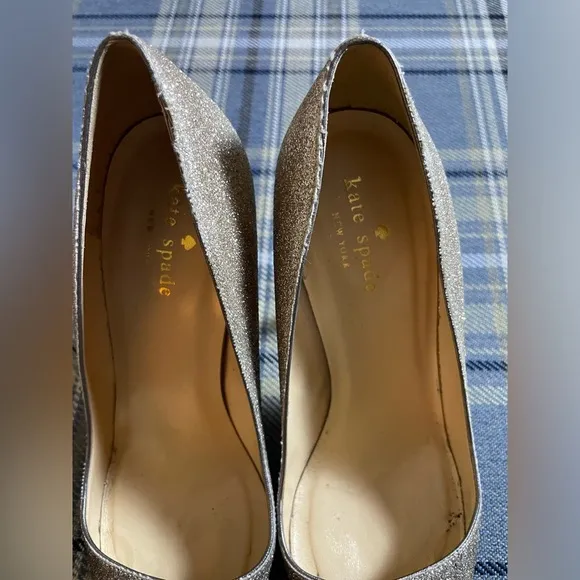 Kate Spade Patent Glitter Silver Pumps