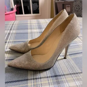 Kate Spade Patent Glitter Silver Pumps
