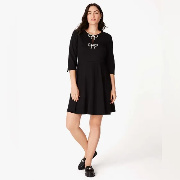 ♠️kate spade Pearl Bow Ponte Dress, Black NWT