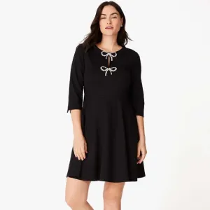 ♠️kate spade Pearl Bow Ponte Dress, Black NWT