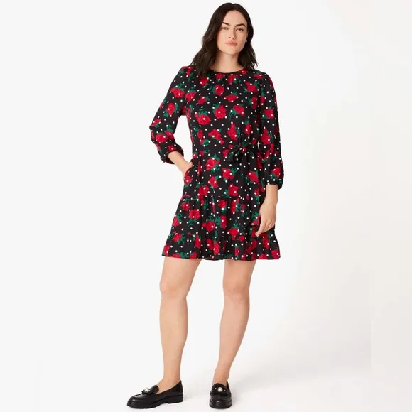 ♠️kate spade Rose Dot Toss Shift Dress, Black NWT