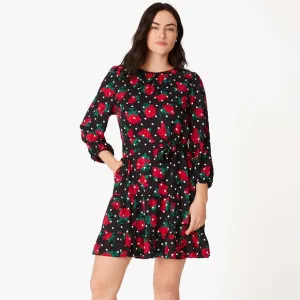 ♠️kate spade Rose Dot Toss Shift Dress, Black NWT
