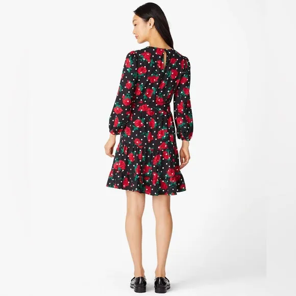 ♠️kate spade Rose Dot Toss Shift Dress, Black NWT