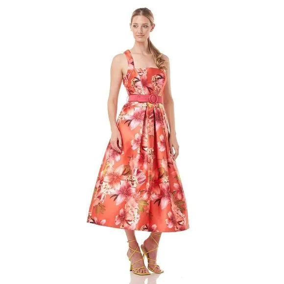 KAY UNGER MORGANA TEA LENGTH DRESS SIZE 2 $298
