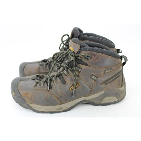 KEEN Detroit XT Mid Brown Leather Lace Up Steel Toe Waterproof Boots Men’s 10.5D