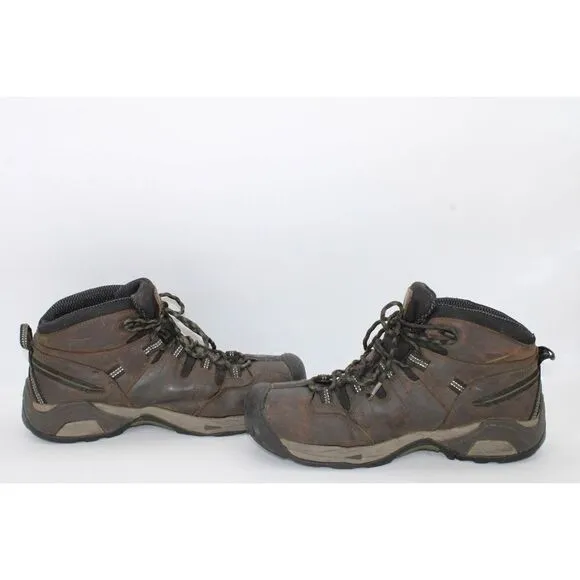 KEEN Detroit XT Mid Brown Leather Lace Up Steel Toe Waterproof Boots Men’s 10.5D