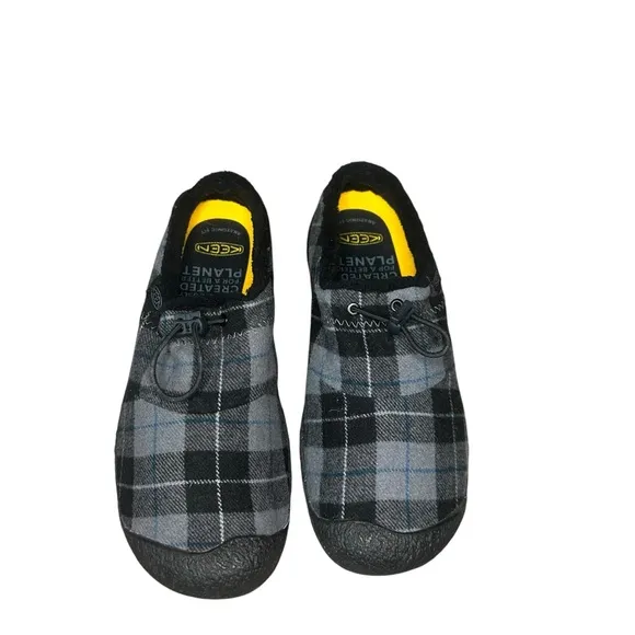 KEEN HOWSER III SLIDE WOMEN'S black plaid size 9 slip on shoes slippers comfort
