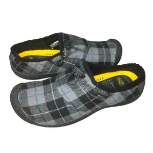 KEEN HOWSER III SLIDE WOMEN'S black plaid size 9 slip on shoes slippers comfort