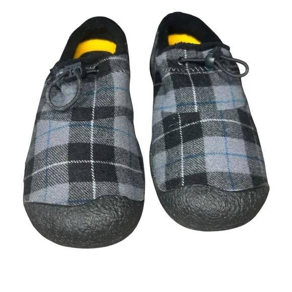 KEEN HOWSER III SLIDE WOMEN'S black plaid size 9 slip on shoes slippers comfort