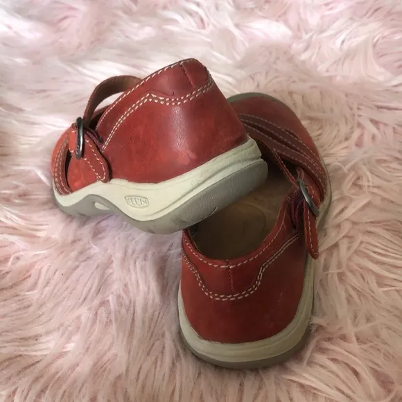 Keen Presidio II Cross Strap Red Leather Mary Jane Shoes