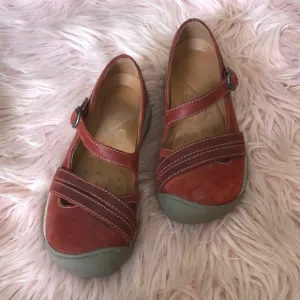 Keen Presidio II Cross Strap Red Leather Mary Jane Shoes