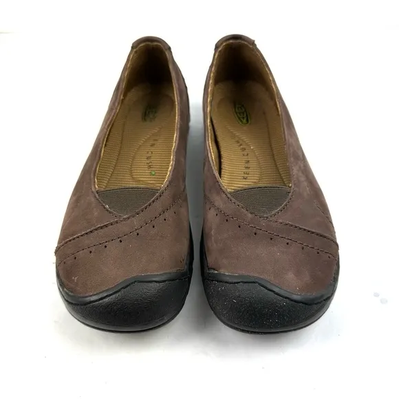 Keen Sterling City Flat Shoes 38 Brown Leather Slip On Comfort Womens 7.5