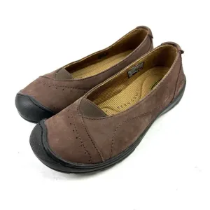 Keen Sterling City Flat Shoes 38 Brown Leather Slip On Comfort Womens 7.5