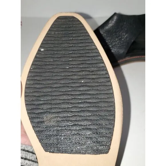 Kelsi Dagger Brooklyn Sling Back Black Leather Women's Shoes Low Heel Size 10
