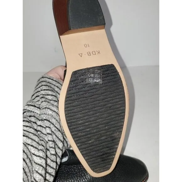 Kelsi Dagger Brooklyn Sling Back Black Leather Women's Shoes Low Heel Size 10