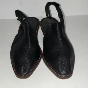 Kelsi Dagger Brooklyn Sling Back Black Leather Women's Shoes Low Heel Size 10