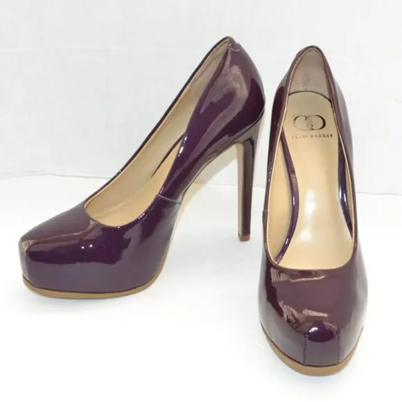 Kelsi Dagger Eggplant Plum Amethyst Purple Patent Leather Stiletto Heels 8.5