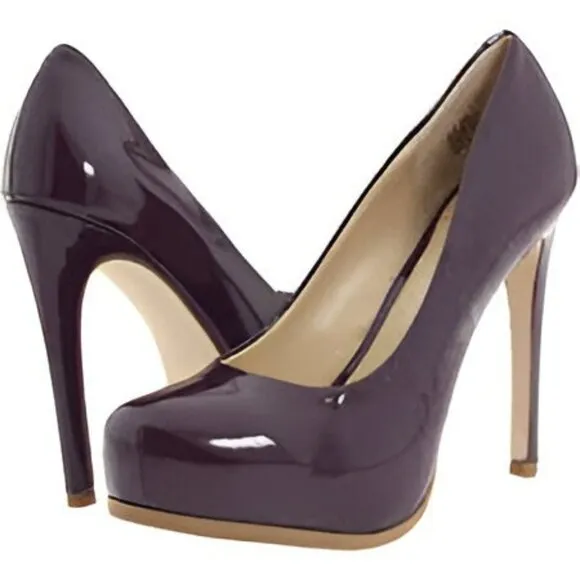 Kelsi Dagger Eggplant Plum Amethyst Purple Patent Leather Stiletto Heels 8.5