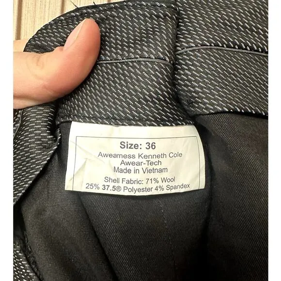 Kenneth Cole Awearness Men's Stretch Slim Fit Wool Dress Pant Size 36
