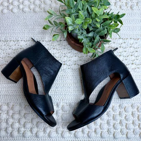 KENNETH COLE GENTLE SOULS NEW Women's 9.5 Roan Leather Heeled Sandal Shoes Black