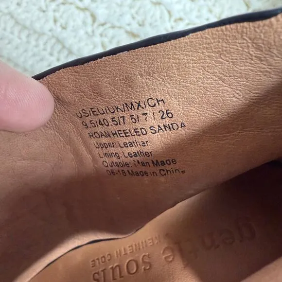 KENNETH COLE GENTLE SOULS NEW Women's 9.5 Roan Leather Heeled Sandal Shoes Black