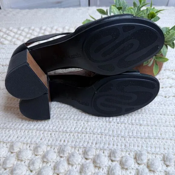 KENNETH COLE GENTLE SOULS NEW Women's 9.5 Roan Leather Heeled Sandal Shoes Black