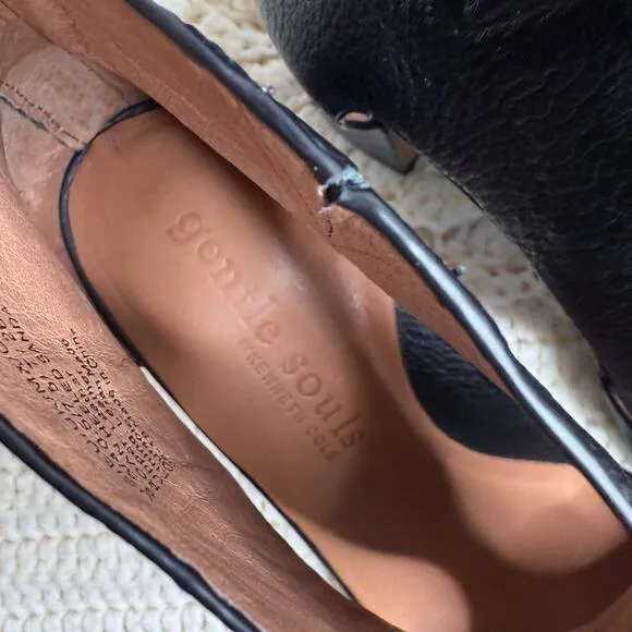 KENNETH COLE GENTLE SOULS NEW Women's 9.5 Roan Leather Heeled Sandal Shoes Black