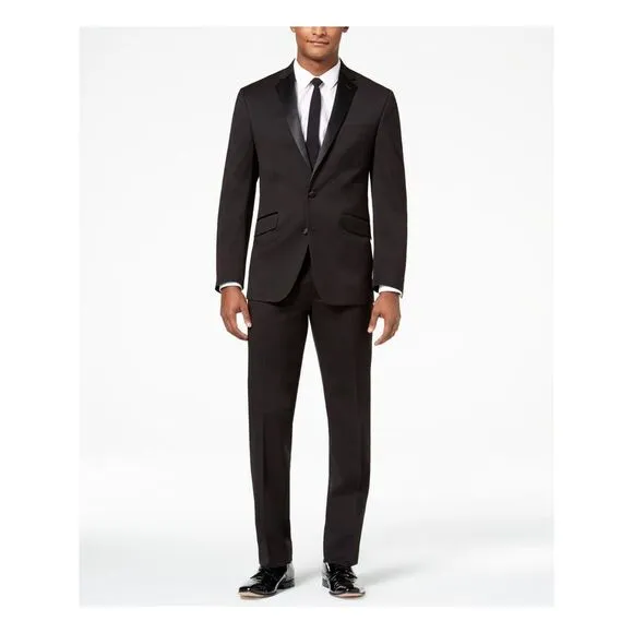 KENNETH COLE Mens Black Flat Front Lightweight Slim Fit Pants 50L 44 WAIST