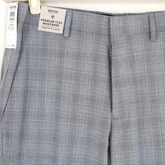 Kenneth Cole Reaction Men's Light Grey Casual Slim Fit Dress Pant Size 33Wx32L