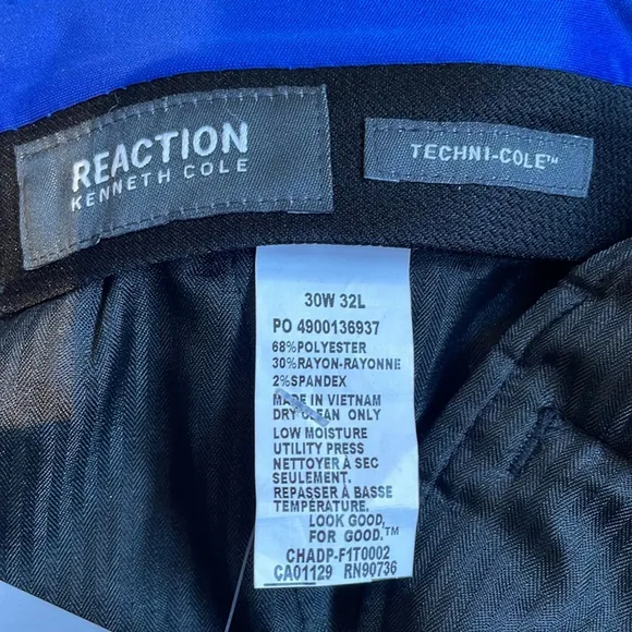 Kenneth Cole Reaction Men’s Slim Fit Black Suit Dress Pants 30Wx32L - NWT