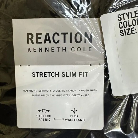 Kenneth Cole Reaction Mens Slim-Fit Stretch Dress Pants Black Size 36x32