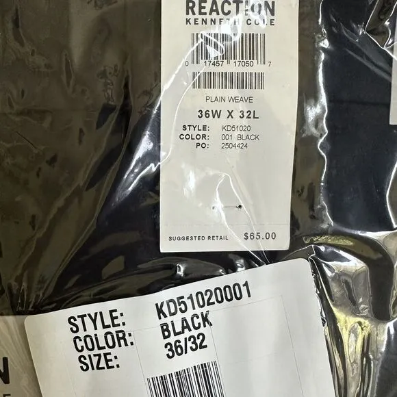 Kenneth Cole Reaction Mens Slim-Fit Stretch Dress Pants Black Size 36x32