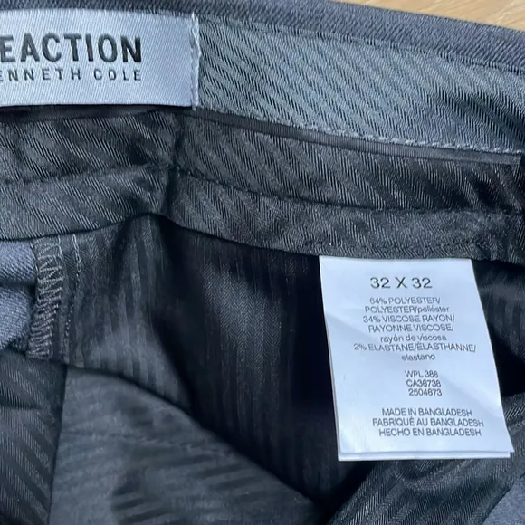 Kenneth Cole Reaction Men’s Stretch Slim Fit Charcoal Suit Dress Pants 32Wx32L