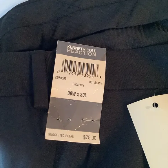 Kenneth Cole Reaction Slim Fit Dress Pants Black 38W x 30L New