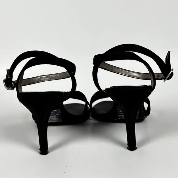 Kenneth Cole Reaction Sz 6 Open Toe Heeled Cross Strap Sandals 50631 Black