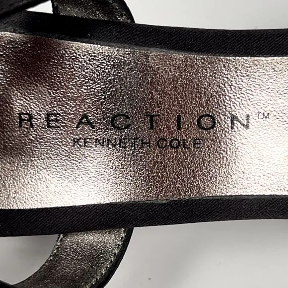 Kenneth Cole Reaction Sz 6 Open Toe Heeled Cross Strap Sandals 50631 Black