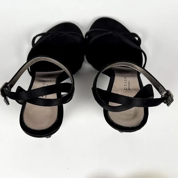 Kenneth Cole Reaction Sz 6 Open Toe Heeled Cross Strap Sandals 50631 Black