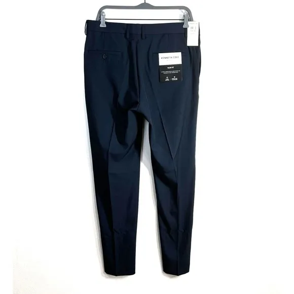 Kenneth Cole Slim Fit Indigo Dress Pants Mens 34 x 32 Flex Waistband Stretch