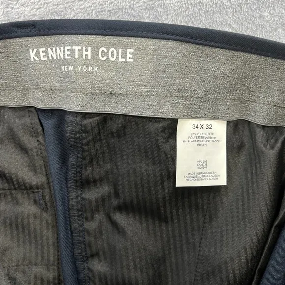 Kenneth Cole Slim Fit Indigo Dress Pants Mens 34 x 32 Flex Waistband Stretch