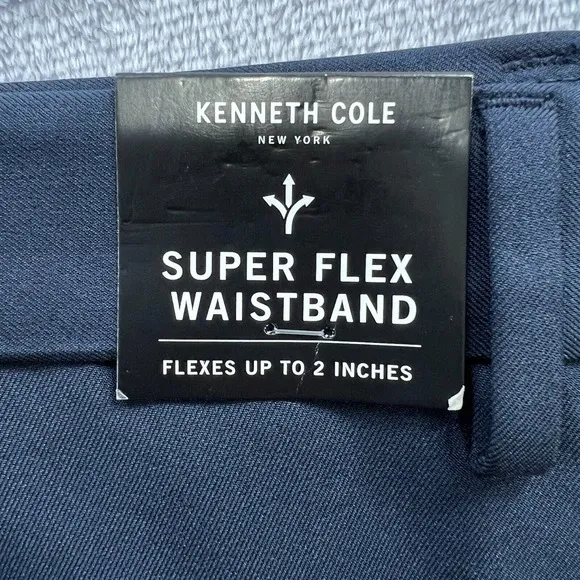 Kenneth Cole Slim Fit Indigo Dress Pants Mens 34 x 32 Flex Waistband Stretch