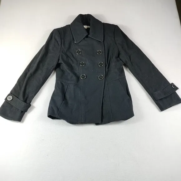 Kenneth Cole Wool Blend Peacoat Woman's‎ 8 Black New York Full Button Jacket