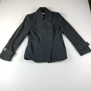 Kenneth Cole Wool Blend Peacoat Woman's‎ 8 Black New York Full Button Jacket