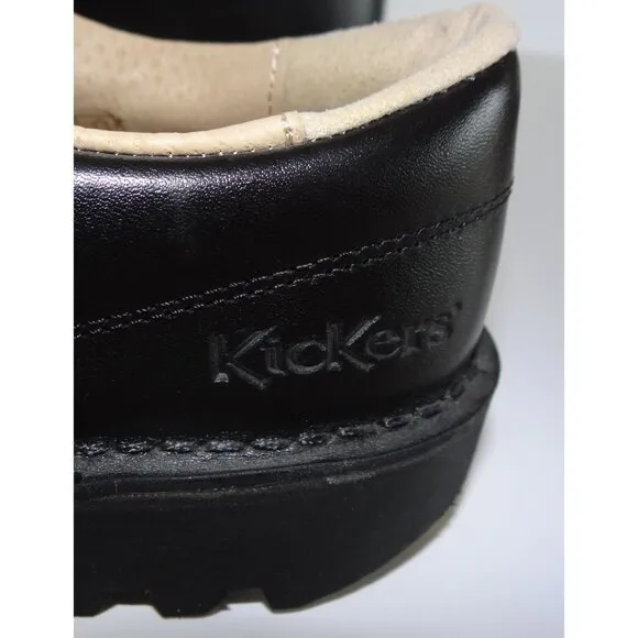 Kickers Kick Lo Kid's Lace Up Leather Shoes In Black Size 2