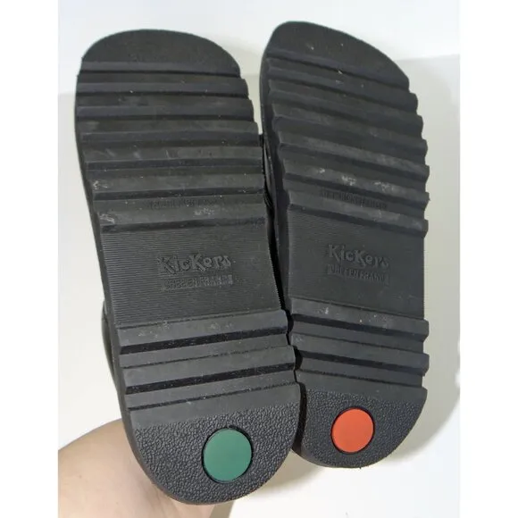 Kickers Kick Lo Kid's Lace Up Leather Shoes In Black Size 2