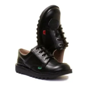 Kickers Kick Lo Kid's Lace Up Leather Shoes In Black Size 2