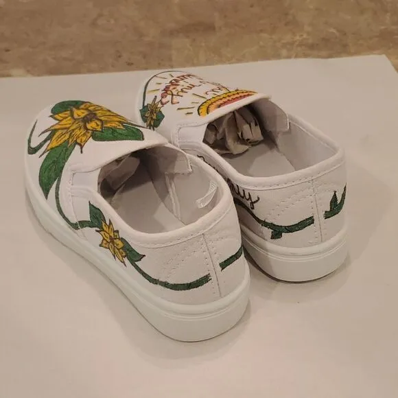 Kids Hand Painted Slip On Shoes 11/12