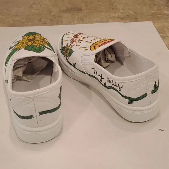 Kids Hand Painted Slip On Shoes 11/12