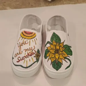 Kids Hand Painted Slip On Shoes 11/12